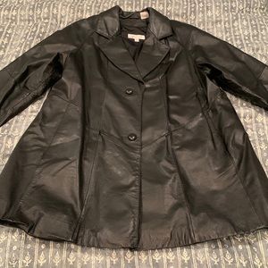 Genuine leather coat, womens large, length high thigh